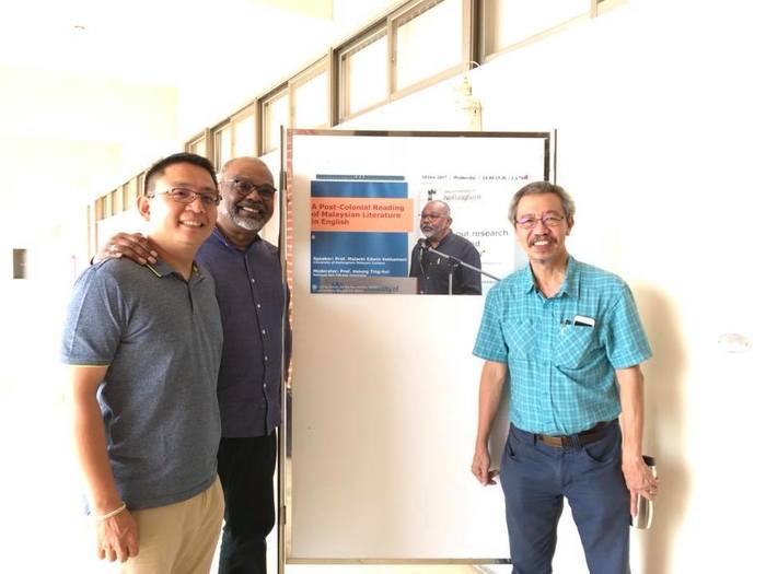 18 Oct. 2017。Malachi Edwin Vethamani教授來訪(諾丁漢大學馬來西亞校區英文系)Image